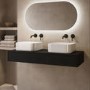 1200mm Black Wall Hung Countertop Vanity Unit with Curved Square Basin - Lugo