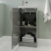 Wall Hung Toilet and Grey Gloss Basin Vanity Unit Cloakroom Suite - Ashford