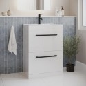 BUN/BeBa_28204/80051 600 mm White Freestanding Vanity Unit with Basin and Black Handle - Ashford