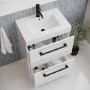 600 mm White Freestanding Vanity Unit with Basin and Black Handle - Ashford