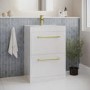 600mm White Freestanding Vanity Unit with Basin and Brushed Handle - Ashford