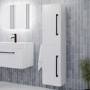 Double Door White  Wall Hung Tall Bathroom Cabinet with Black Handles 350 1400mm- Ashford