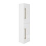 Double Door White Wall Hung Tall Bathroom Cabinet with Brushed Brass Handles 350 x 1400mm - Ashford
