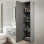GRADE A2 - 1400mm Wall Hung Tall Boy Bathroom Cabinet - Grey - Ashford