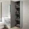 Grey Wall Mounted Tall Bathroom Cabinet 350mm - Ashford