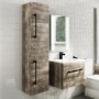 350mm Wood Effect Hung Tall Bathroom Cabinet with Black Handles - Ashford