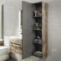 350mm Wood Effect Hung Tall Bathroom Cabinet with Black Handles - Ashford