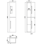 350mm Wood Effect Hung Tall Bathroom Cabinet with Black Handles - Ashford