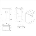 500mm White Freestanding Vanity Unit with Basin and Black Handles - Ashford