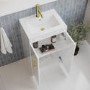 500mm White Freestanding Vanity Unit with Basin and Brass Handles - Ashford