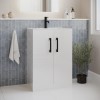 600mm White Freestanding Vanity Unit with Basin and Black Handle - Ashford