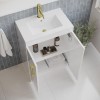 600 mm White Freestanding Vanity Unit with Basin and Brass Handle - Ashford