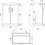 600mm Wood Effect Floorstanding Door Vanity Unit with Basin and Black Handle - Ashford