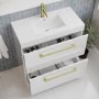 800mm White Freestanding Vanity Unit with Basin and Brass Handles - Ashford
