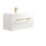 800mm White Wall Hung Vanity Unit with Basin and Brass Handles - Ashford