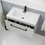 800mm Grey Wall Hung Vanity Unit with Basin and Black Handles - Ashford