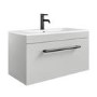 800mm Grey Wall Hung Vanity Unit with Basin and Black Handles - Ashford
