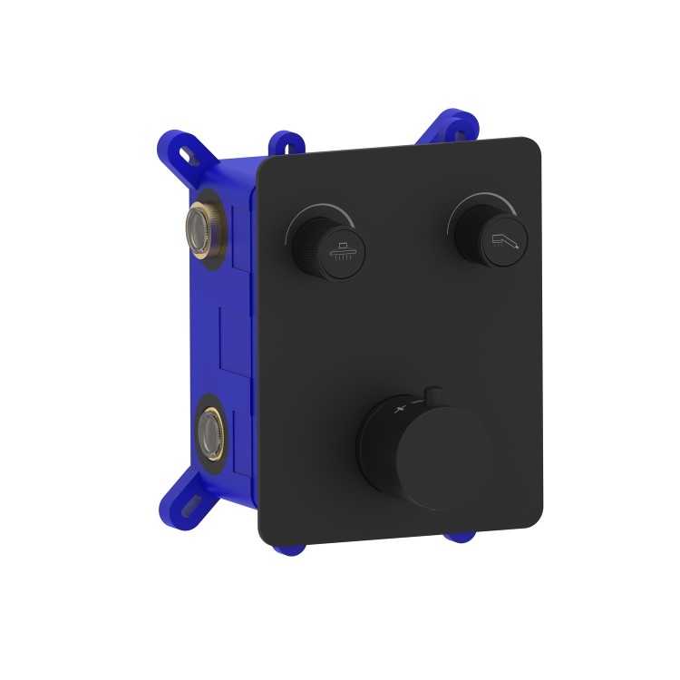 Black 2 Outlet  Wall Mounted Thermostatic Mixer Shower Set with Hand Shower - Vance