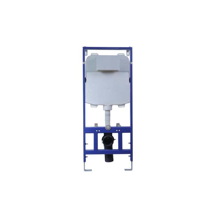 White Wall Hung Toilet with Soft Close Seat Frame Cistern and Brass Flush- Newport