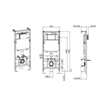 White Wall Hung Toilet with Soft Close Seat Frame Cistern and Brass Flush- Newport