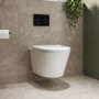 Wall Hung Rimless Toilet with Soft Close Seat, Black Glass Sensor Flush Plate, 820mm Frame & Cistern – Newport