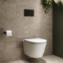 Wall Hung Rimless Toilet with Soft Close Seat, Matt Black Mechanical Flush Plate, 1168mm Frame & Cistern – Newport