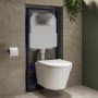 Wall Hung Toilet with Soft Close Seat Chrome Pneumatic Flush Plate 1170mm Frame & Cistern - Newport