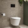 Wall Hung Rimless Toilet with Soft Close Seat, Matt Black Pneumatic Flush Plate, 1168mm Frame & Cistern – Newport