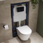 Wall Hung Toilet with Soft Close Seat Black Glass Sensor Pneumatic Flush Plate 1170mm Frame & Cistern - Newport