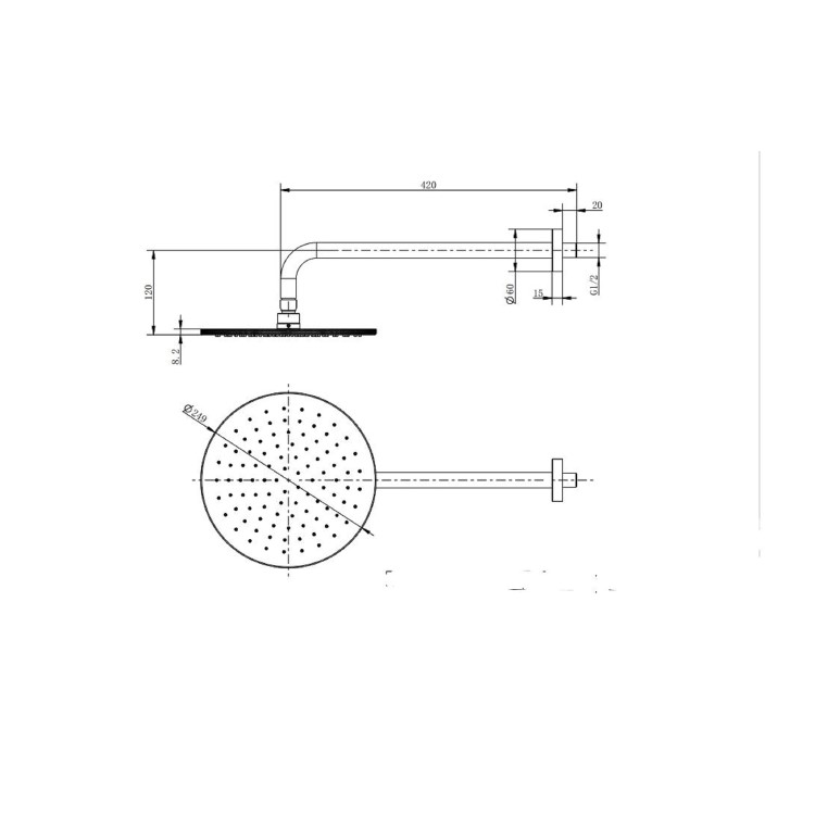 Brushed Brass Push Button 2 Outlet  Wall Mounted Thermostatic Mixer Shower Set with Hand Shower - Vance
