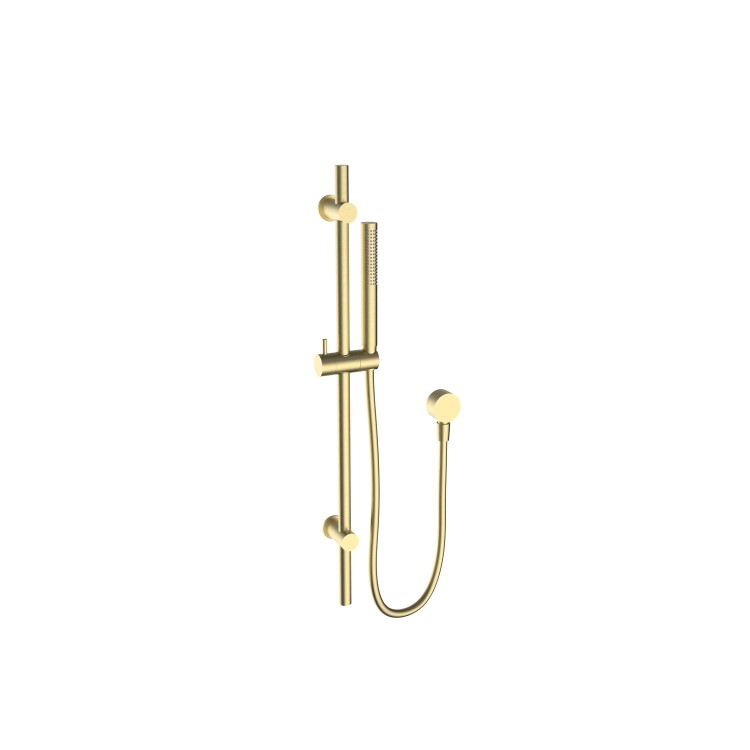 Brushed Brass Push Button 2 Outlet  Wall Mounted Thermostatic Mixer Shower Set with Hand Shower - Vance