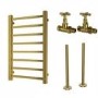Brass Towel Radiator 800 x 500mm with Pipe kit and Straight Valves – Sonoran
