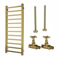 Brass Heated Towel Rail Radiator 1200 x 500mm with Pipe Kit and Cross Valves - Sonoran Brass Heated Towel Rail Radiator 1200 x 500mm with Pipe Kit and Cross Valves - Sonoran