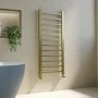 Brass Heated Towel Rail Radiator 1200 x 500mm with Pipe Kit and Cross Valves - Sonoran