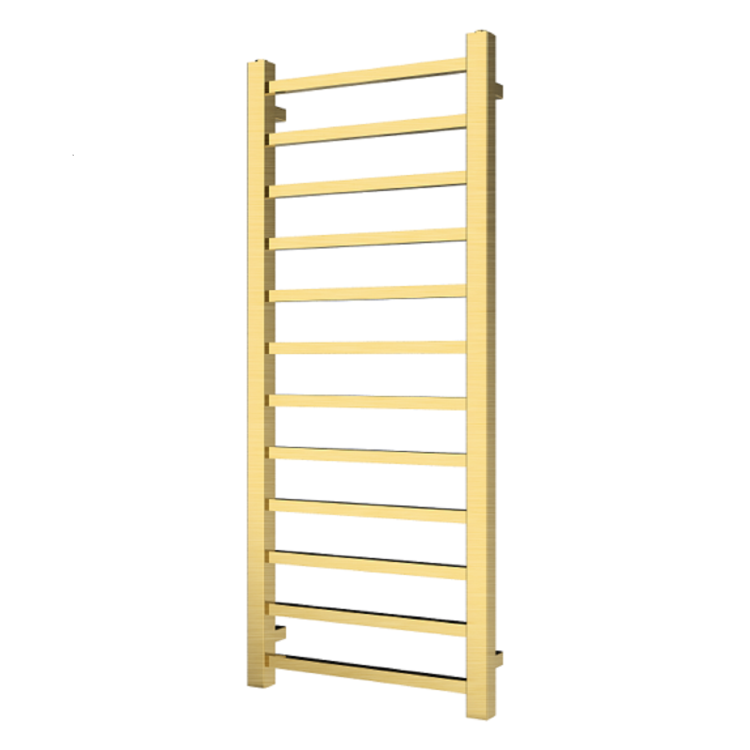 Brass Heated Towel Rail Radiator 1200 x 500mm with Pipe Kit and Cross Valves - Sonoran