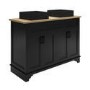 1200mm Black Freestanding Double Vanity Unit With Wood Worktop and Black Square Basins -Camden