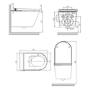 Matt Black Wall Hung Smart Bidet with Brushed Bronze Pneumatic Flush Plate, 820mm Frame & Cistern – Purificare