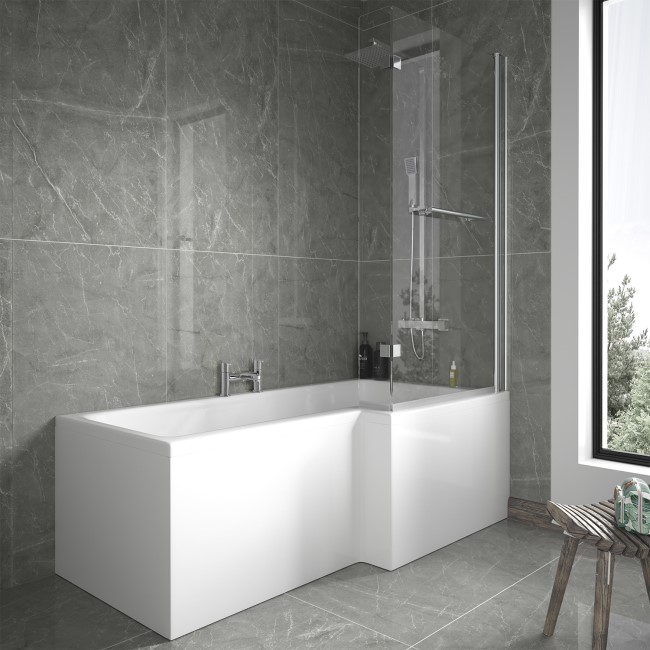 Right Hand L-Shaped Shower Bath - L1700 x W850mm