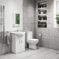 Close Coupled Toilet and 550mm Basin Vanity Unit Bathroom Suite - Classic Close Coupled Toilet and 550mm Basin Vanity Unit Bathroom Suite - Classic