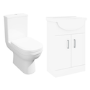 Close Coupled Toilet and 550mm Basin Vanity Unit Bathroom Suite - Classic