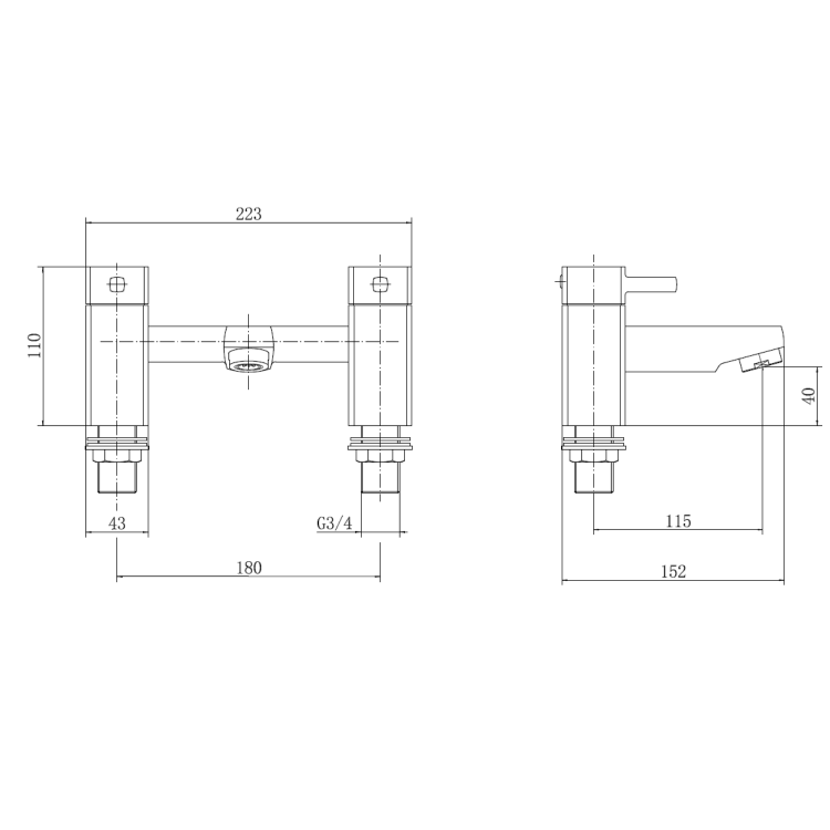 Chrome Bath and Basin Tap Set - Form