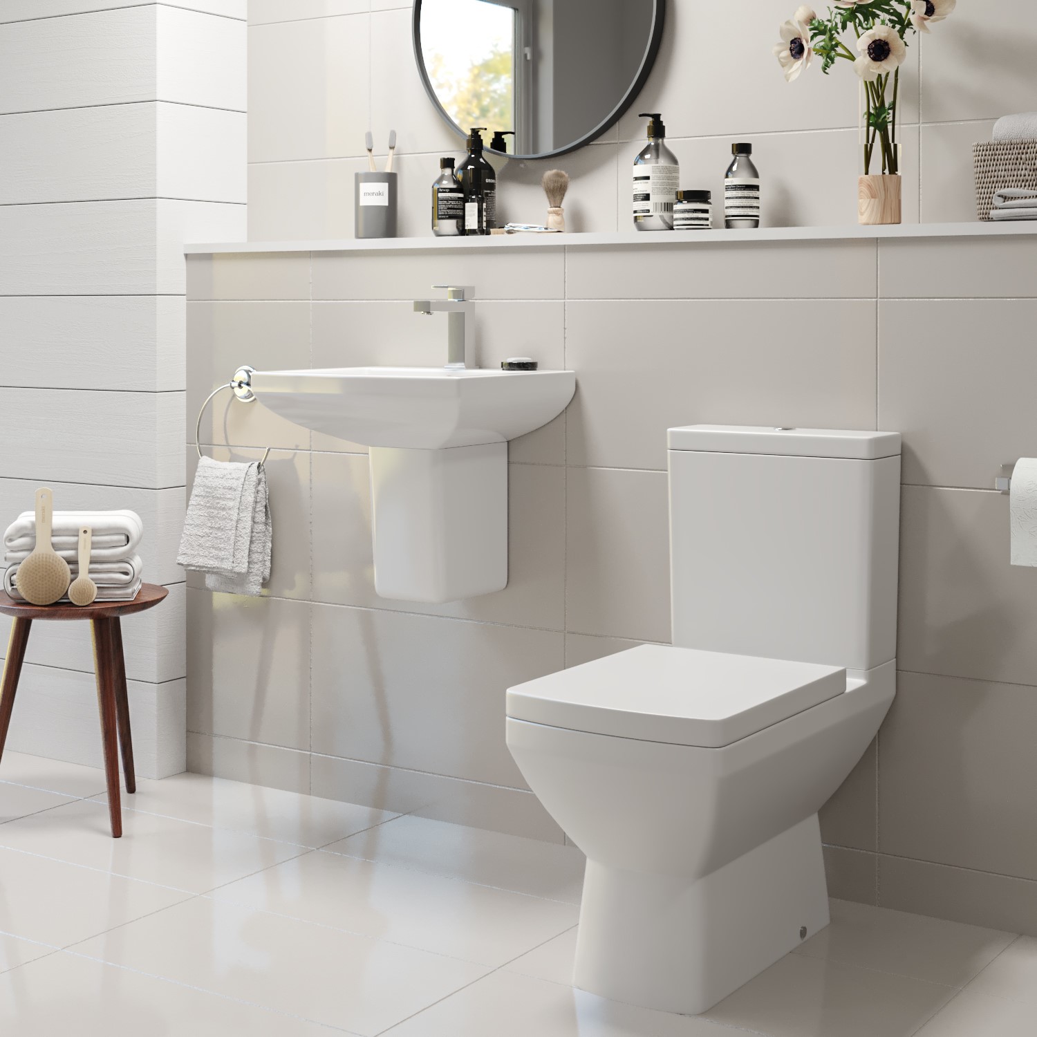 Tabor Close Coupled Toilet and Semi Pedestal Basin Suite