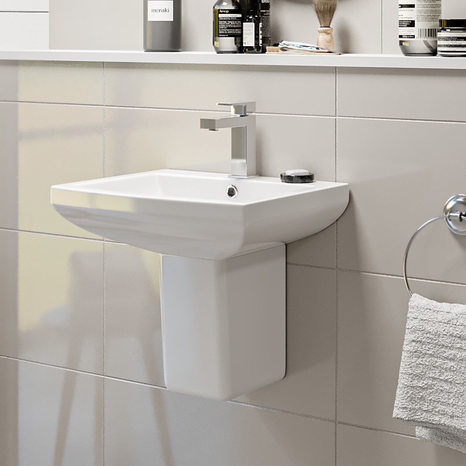 Semi Pedestal and Basin 460mm - Tabor