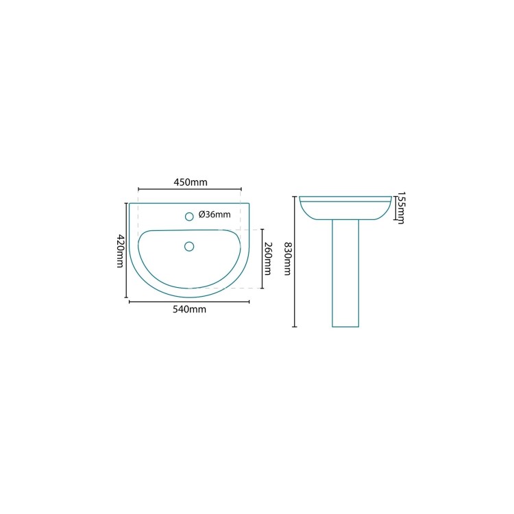 Dee Close Coupled Toilet and Full Pedestal Basin Suite