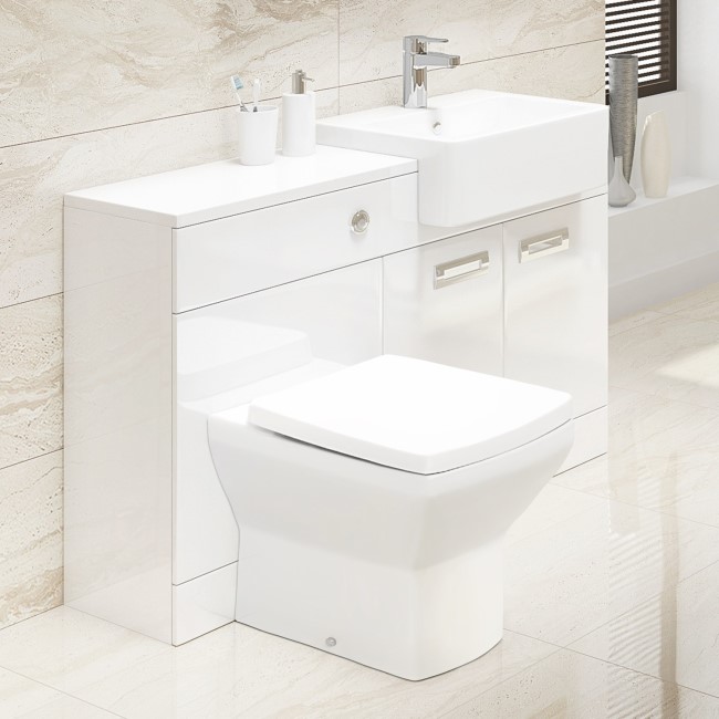White Cuba Right Hand Combination Unit -  Tabor&#153; Back To Wall Toilet