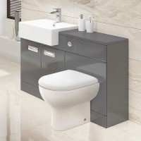 Grey Cuba Left Hand Combination Unit - Santorini Back to Wall Toilet and Seat