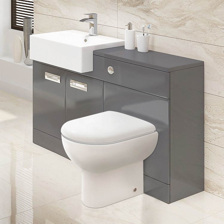 Grey Cuba Left Hand Combination Unit - Santorini Back to Wall Toilet and Seat