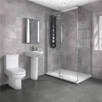 Aquafloe™ Elite ll 8mm 1200 x 800 Frameless Sliding Door Shower Enclosure & Tray with Maine Suite