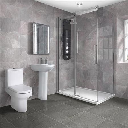 Aquafloe™ Elite ll 8mm 1200 x 800 Frameless Sliding Door Shower Enclosure & Tray with Maine Suite