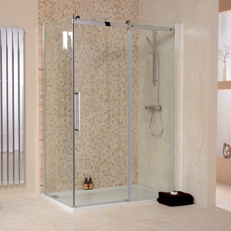 1200 x 800mm Sliding Enclosure with Shower Tray 8mm Glass - Aquafloe Elite II